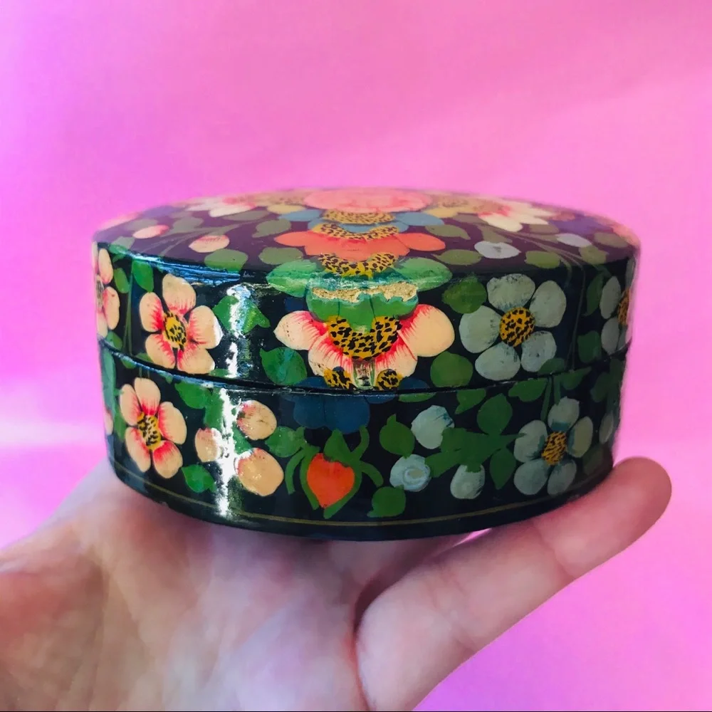 Vintage multicolored hand made and painted box